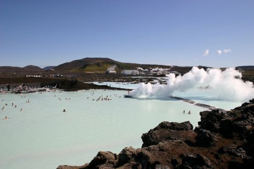 Zwemmers in de Blue Lagoon